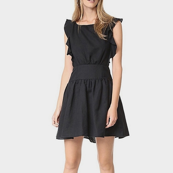 NWT🌺 Free People Little Black Mini Tie Ruffle Dress, XS - Picture 6 of 13